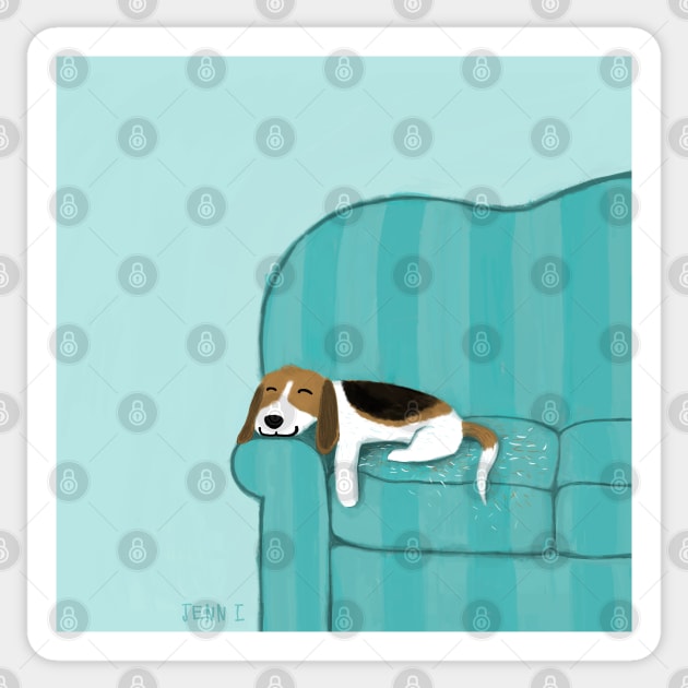 Happy Couch Dog | Cute Beagle Sticker by Coffee Squirrel